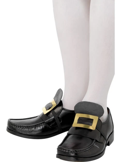 COLONIAL PILGRIM SHOE BUCKLES BLACK GOLD RENAISSANCE COSTUME SHOE BUCKLES 20252
