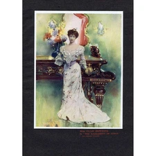 ELLIS JEFFREYS Edwardian Actress - Antique Tipped Lithograph Print c1902