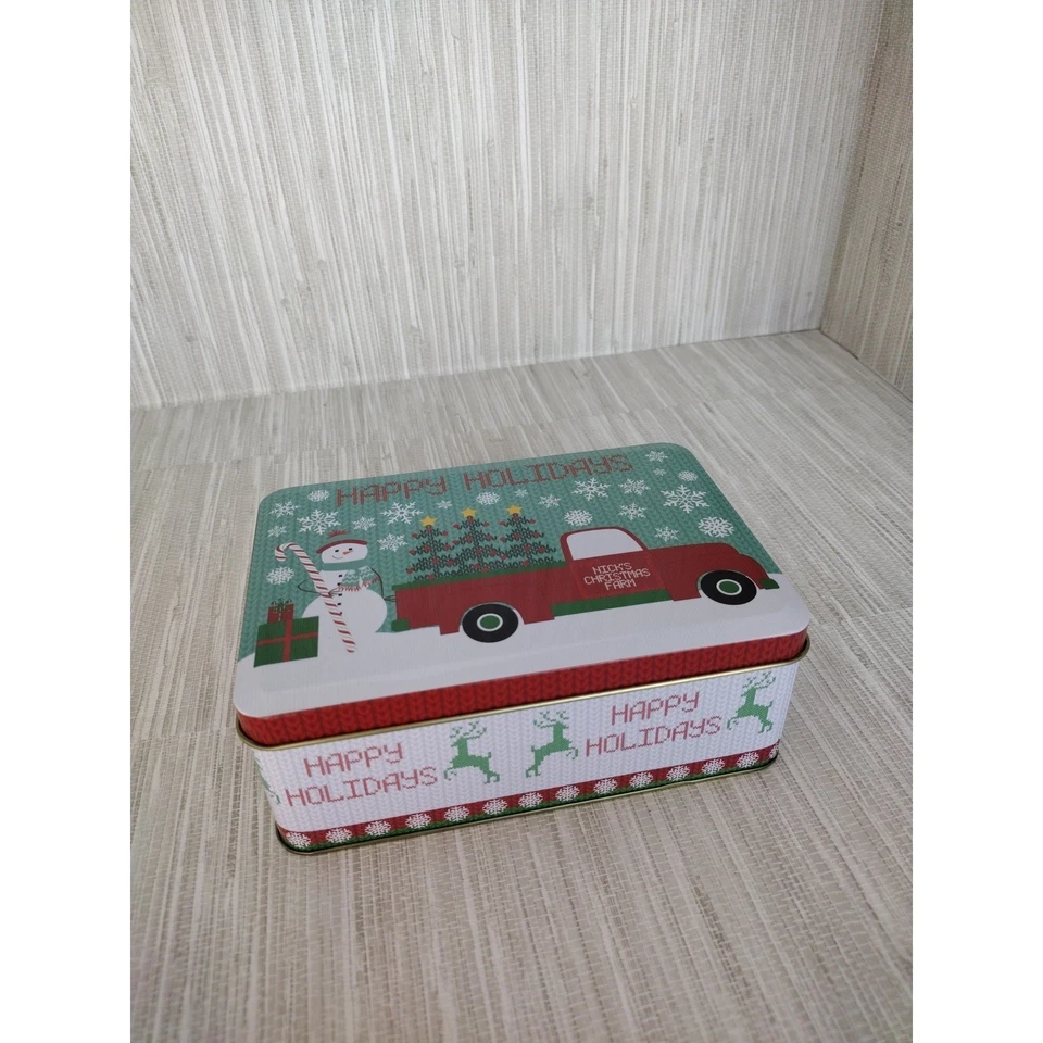 Tin Christmas Rectangular Container Multipurpose Gift Cookies Colorful 6x4X2.5 - Image 2 of 4