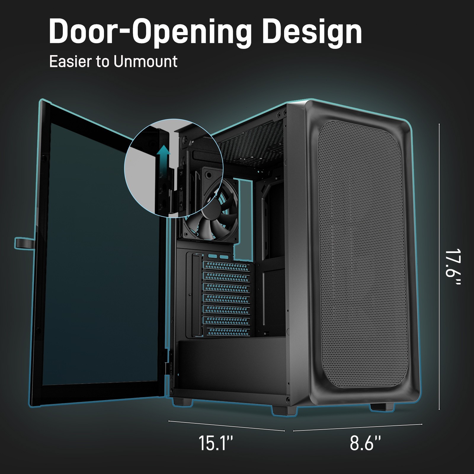 DARKROCK EC2 Black ATX Mid Tower PC Case w 4 x 120mm Black Fans, Type-C Ready 4