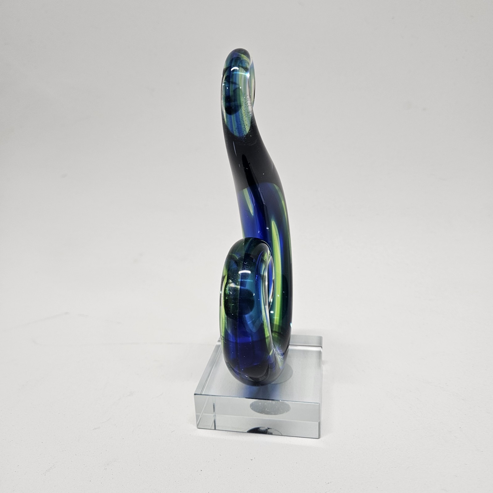 New Zealand Collection Maori Design Double Koru Green & Blue Glass Award Trophy