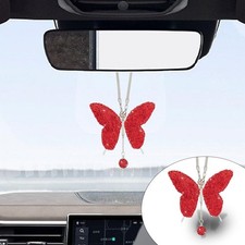 Bling Butterfly Diamond Car Hanging Accessories, Crystal Car Rear View Mirror...