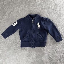 Polo Ralph Lauren Big Pony Full Zip Sweater Navy Baby Size 12M