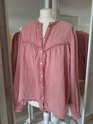 KIABI Bluse Tunika 46-48 rosa rose altrose Musselin Baumwolle Boho Langarm