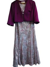 Jacques Vert - Formal Dress and Jacket - Purple Floral Elegant Evening - Size 18