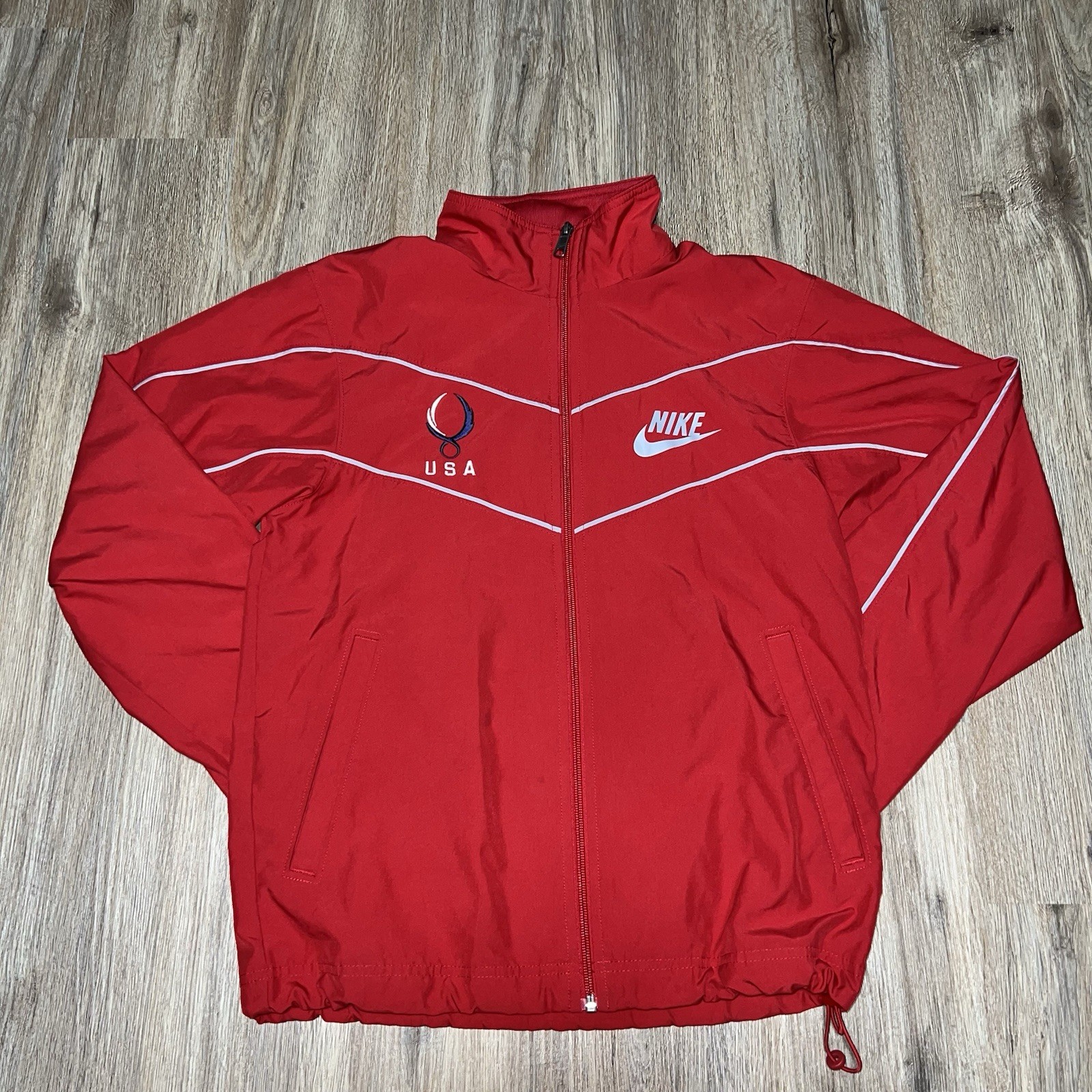 SACAI X NIKE Giacca a vento vintage Nike USA Track uomo XS rossa squadra nazionale olimpica