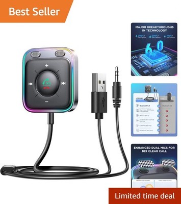 Bluetooth 6.0 AUX Car Adapter with Noise Cancellation for Clear Hands-Free Calls