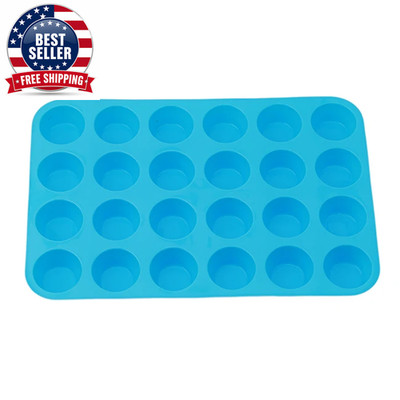 24-Hole Cake Mold Silicone Soap Cookies Cupcake Bakeware Pan Tray Mould Home Min