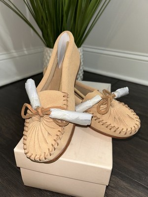 Loeffler Randall Loafers Women 6.5B Lois  Nude/Black Natural Horse Tail Tassel