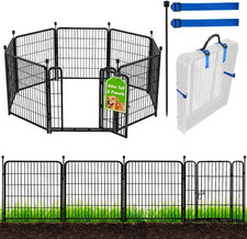 Tall Garden Fence with Gate, 40 In H 8 Panels Animal Barrier Fence, Heavy Duty
