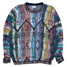 Rare 90s COOGI 3D Knit Multicolor Sweater XL Vintage Cotton F/S