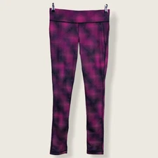 Xersion Fitted Neon Fluorescent Pink Black Full Length Leggings MEDIUM Workout