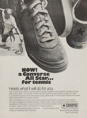 1971 Converse All Star Shoes - Tennis Player - Magazine Print Ad Photo Art