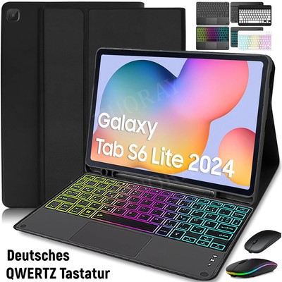 QWERTZ Tastatur Maus mit Hülle für Samsung Galaxy Tab S6 Lite 10,4'' 2020-2024 DE