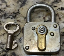 Vintage ABUS Lever Padlock with Original Barrel Key Germany Working Rare
