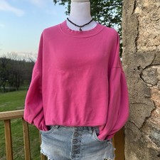 Old Navy Pink Fleece Pullover Sweatshirt Cotton Blend Women's Size L