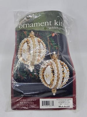Sulyn Holiday Time Golden Princess Bead & Sequin Xmas Ball Ornament Kit Makes 2