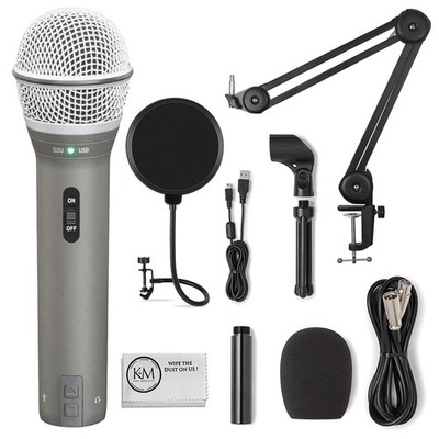 Q2U Recording & Podcasting Pack | Gray Bundled with Pop Filter + Mic Arm + Mi...
