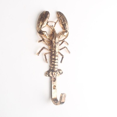 Metall Gold Vintage Hummer Marine Figur Blei Mantel Maritim Wandhänger Haken