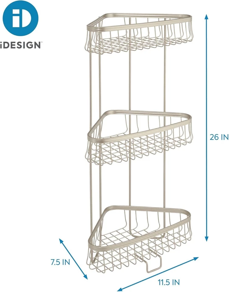 Esquina de alambre de metal iDesign York 11,5 pulgadas x 7,5 x 25,75 pulgadas, satinado Foto 3 de 4