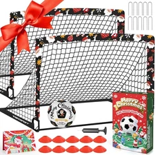 Christmas Kids Soccer Goal Set, 2 Pack 4' x 3' Net 4 ft x 3 ft, Black 
