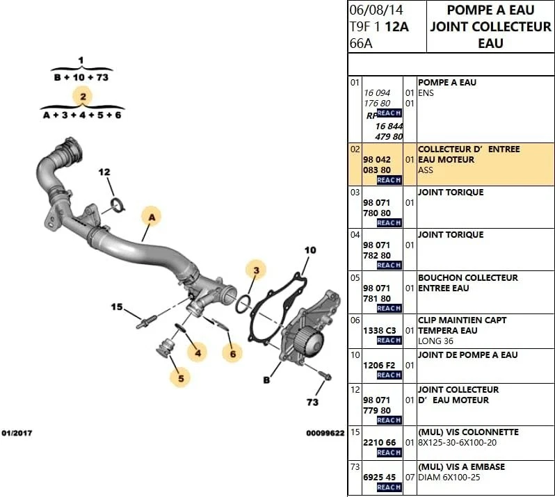 PEUGEOT EXPERT PARTNER TRAVELLER 1.6 BlueHDi COOLANT WATER HOSE PIPE 9804208380 - Image 4 of 4