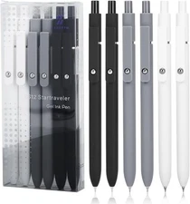 Ddaowanx Gel Pens, 0.5mm 1 Count (Pack of 6), 6Pcs-Black Gray White-Black Ink 