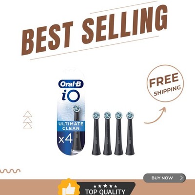 Pack of 4 iO Ultimate Clean Black Electric Toothbrush Heads for Superior Plaq...