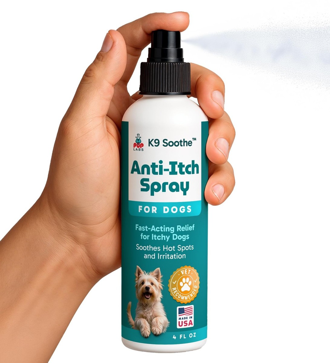 K9 Soothe Anti Itch Spray for Dogs with Aloe, Rose, & Coconut