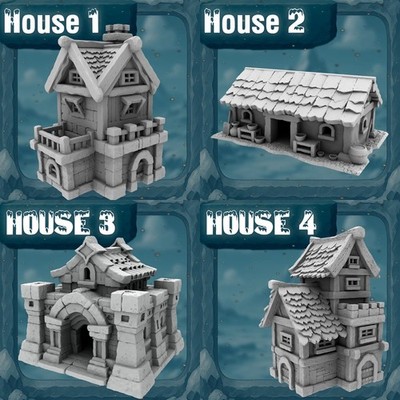 D&D, Wargaming - Mittelalterliche Architektur - Landschaft Häuser - 28mm oder 32mm Maßstab