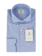  500 Luigi Borrelli Light Blue Solid Shirt - Slim - LB81267 
