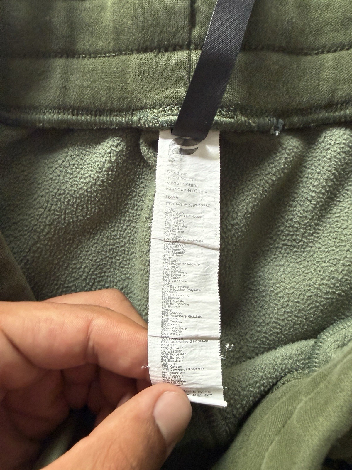 Fabletics Jacket Drawstring Fabletics Men’s Green Fleece Jogger Sweatpants Drawstring Pockets ...