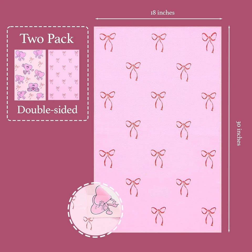 Festive Hearts Quick-Dry Microfiber Kitchen Towels - 2-Pack Set - Image 2 of 4