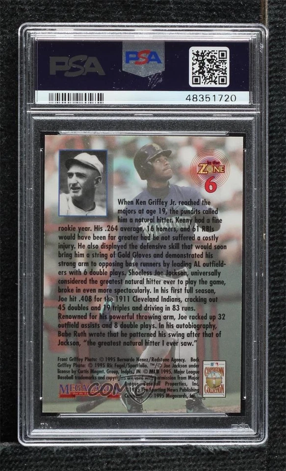 1995 Conlon Collection Griffey Jr Jackson In The Zone #6 PSA 9 MINT - Image 2 of 3