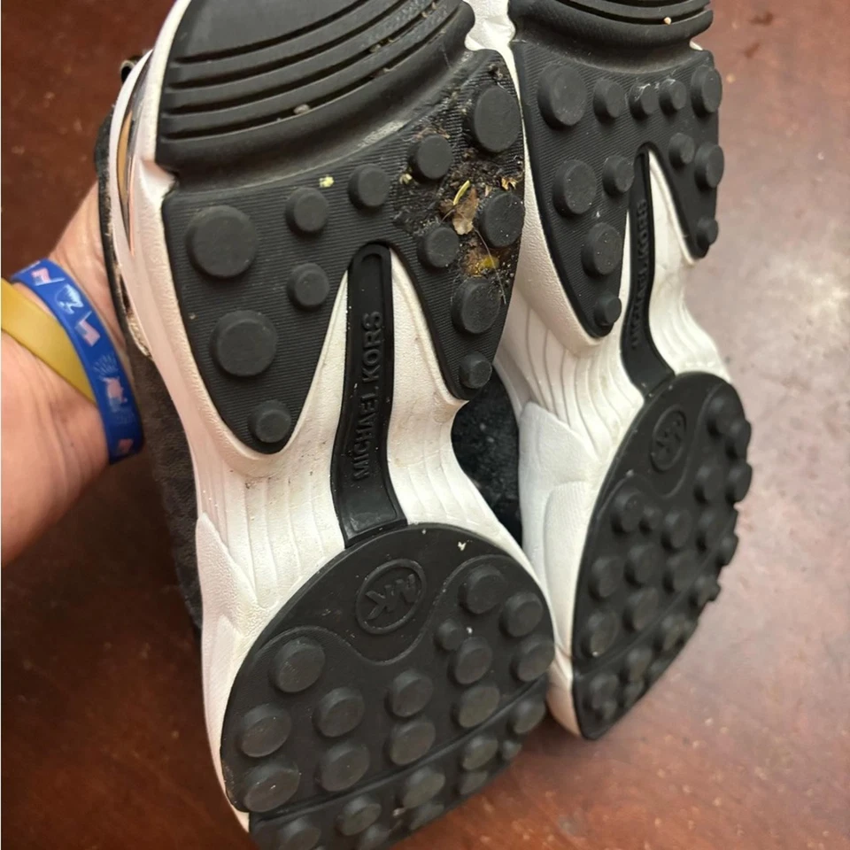 Michael Kors Negro Guepardo Oro Plata 8.5 Zapatos Deportivos Buceo Animal Print Foto 3 de 4