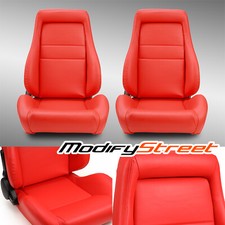 Universal 1 Pair Red Obs Style Seats Reclinable Pvc Leather Car Seats