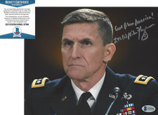 GENERAL MICHAEL FLYNN SIGNED AUTHENTIC 8x10 PHOTO B LTG TRUMP BECKETT COA BAS