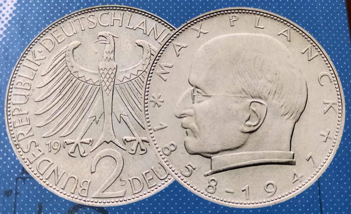 2 Dm Münze Max Planck 1957 D Wert 2 DM Max Planck 1957 bis 1971 - D / F / G / J - Jahr + Buchstabe frei