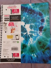  NEW FIVE STAR Wide Ruled Notebook 1 Subj. 11x8.5" Green  Blue Tie Dye 80 Sheet