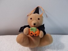 Russ Berrie Cute Halloween Witch Bear  Jack O Lantern Plush Toy Decor