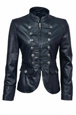 CLASSIC New Women's Navy Blue Jacket 100% Pure Lambskin Moto Biker Coat Jacket