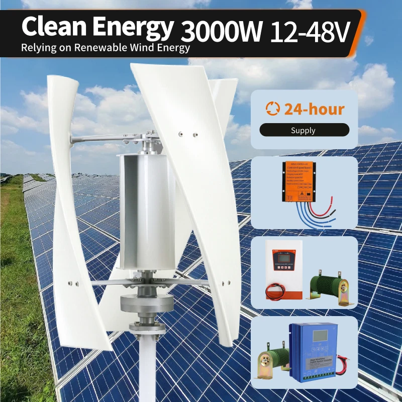 3000W 12V 24V 48V Windkraftanlage Generator MPPT DC Hybrid Controller Windmühle Kit