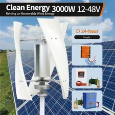 3000W 12V 24V 48V Wind Turbine Generator MPPT DC Hybrid Controller Windmill Kit