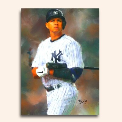 2015 ALEX RODRIGUEZ NYY 22/24 ORIGINAL PRINT ART SKETCH CARD ARTIST SIGNED