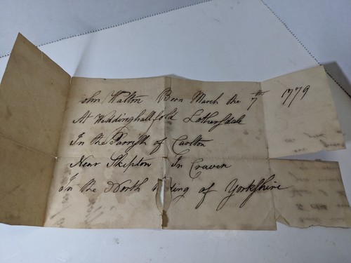 1779 Record Of Birth Antique Documentation Born March 7th