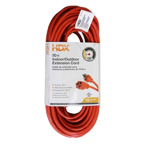 HDX 25/50/100 Foot Light Duty Outdoor/Indoor Extension Cord 16/3 Orange USA - Picture 10 of 11