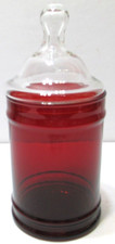Vintage Anchor Hocking Glass Apothecary Jar with Lid Royal Ruby Red 8 1/4