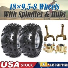 2PCS 8" Wheel 18x9.50-8 Tire Rim With Hubs Spindles For ATV Quad Go Kart Buggy