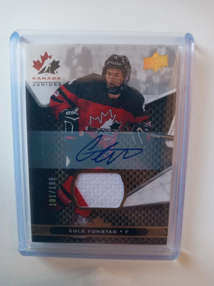 2018 Team Canada Juniors Cole Fonstad Auto Patch /199 Autograph #34 Rookie - Photo 1/1