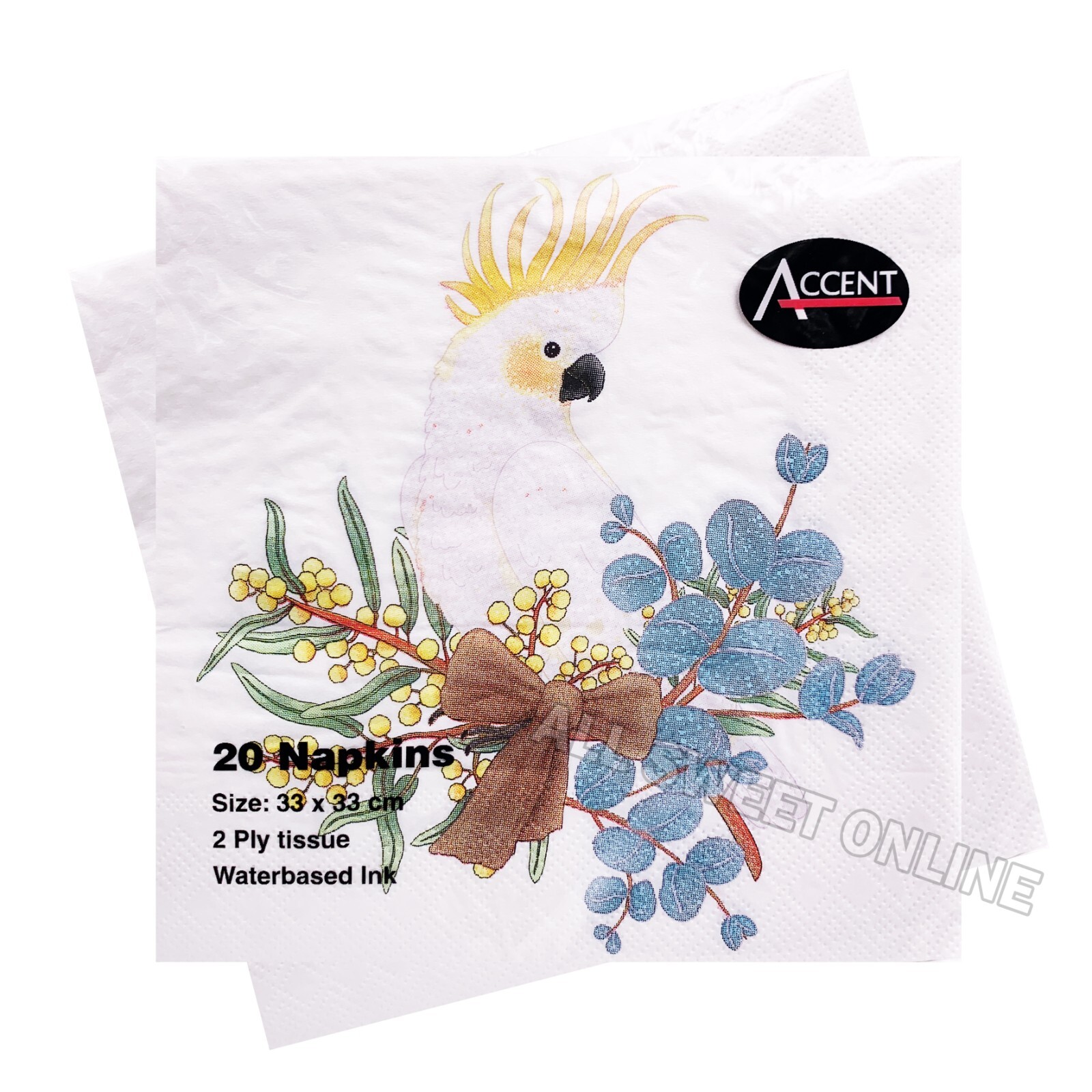20x Printed Napkins 2ply Paper Napkin Serviettes Dining Tableware Bird